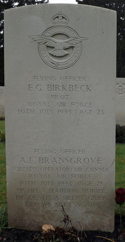 F/O Eric Gordon Birkbeck<br/><br /><br />died July 30th, 1943